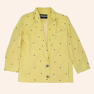 Women’s Yellow Blazer Trendy Vintage 80s Office Chic Casual Elegant Jacket Small